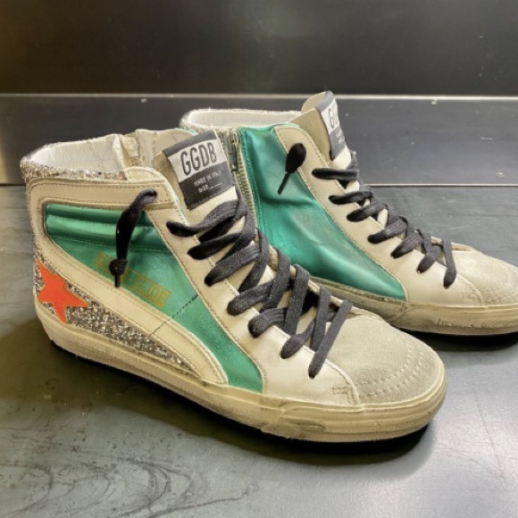 Golden Goose Shoes - Golden Goose Slide Sneaker Green/Glitter sz 36 NIB
